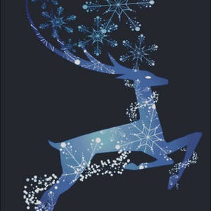 Reindeer winter snowflakes blue counted cross stitch pattern PDF