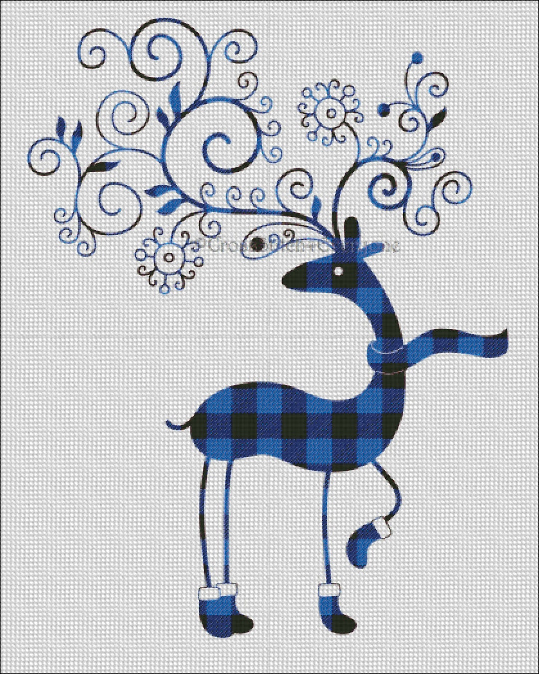 Buffalo Plaid Reindeer Christmas Counted Cross Stitch Pattern Pdf - Etsy