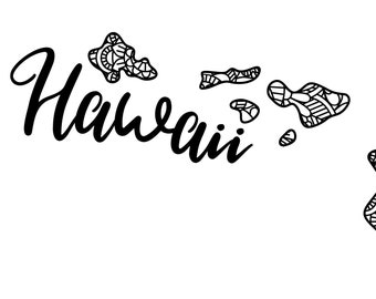 Hawaii state shape mandala zentangle counted cross stitch pattern digital pdf