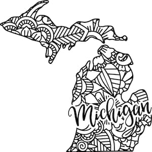Michigan state shape mandala zentangle counted cross stitch pattern digital pdf