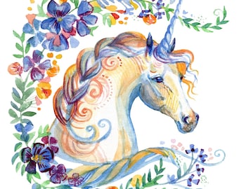 Floral Unicorn fantasy counted cross stitch pattern PDF