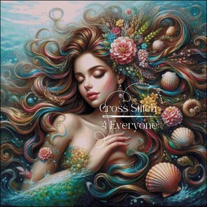 Mermaid Goddess Cross Stitch Pattern: Fantasy Art (Digital PDF)