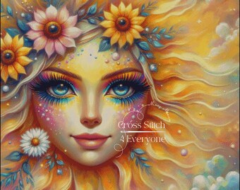 Morning Sun Woman Counted Cross Stitch Pattern (Digital PDF)