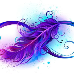 Indigo purple colored infinity symbol feather counted cross stitch pattern digital pdf