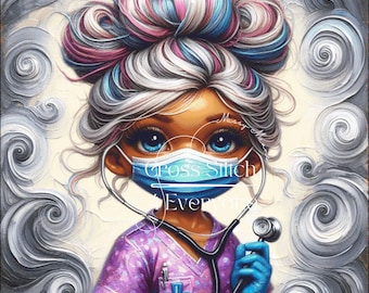 Whimsical Nurse Counted Cross Stitch Pattern (Digital PDF)