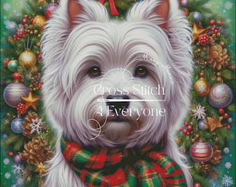 Westie Christmas Cross Stitch Pattern: Festive Winter Dog (Digital PDF)