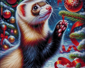 Christmas Ferret Cross Stitch Pattern: Festive Holiday Design (Digital PDF)