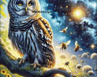 Barn Owl forest scene dusk and dawn counted cross stitch pattern digital pdf