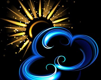 Bright glowing sun and cloud  counted cross stitch pattern digital pdf