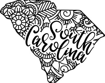 South Carolina state shape mandala zentangle counted cross stitch pattern digital pdf