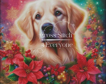 Golden Retriever Christmas Cross Stitch Pattern (Digital PDF)