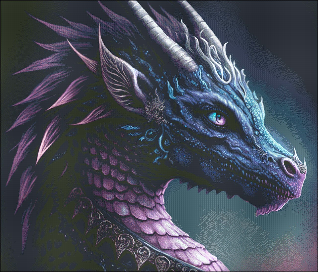 Young dragon fantasy counted cross stitch pattern digital pdf