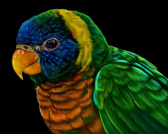 Green Parrot counted cross stitch pattern digital pdf