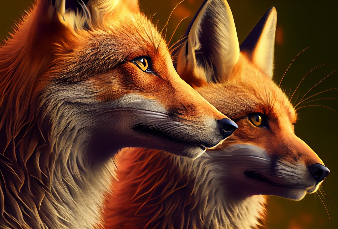 Pair of Red Foxes Vixen and Dog Counted Cross Stitch Pattern Digital