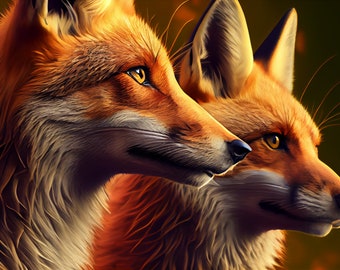Pair of red foxes vixen and dog counted cross stitch pattern digital pdf