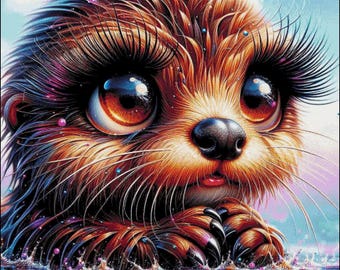 Adorable Otter with water and bubbles counted cross stitch pattern digital pdf
