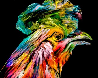 Bright rainbow colored hen abstract counted cross stitch pattern pdf