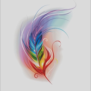 Rainbow color feather counted cross stitch pattern digital pdf