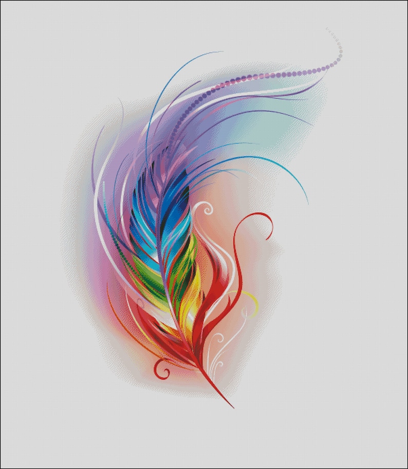 Rainbow Color Feather Counted Cross Stitch Pattern Digital Pdf - Etsy