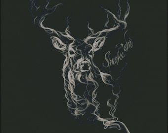 Buck Deer bullet smoking antlers hunting counted cross stitch pattern