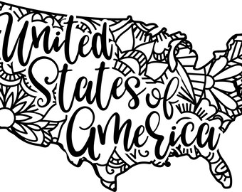 The United States of America shape mandala zentangle counted cross stitch pattern digital pdf