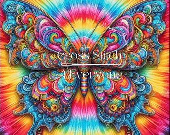 Bold  colorful swallowtail butterfly counted cross stitch pattern digital pdf