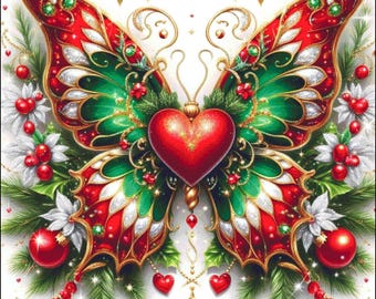 Christmas Swallowtail Butterfly Counted Cross Stitch Pattern (Digital PDF)