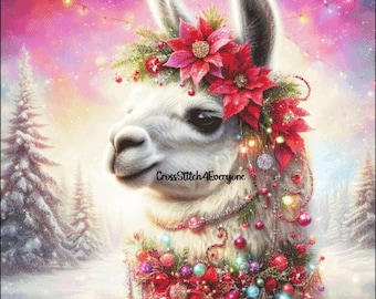 Festive Llama Christmas Cross Stitch Pattern (Digital PDF)