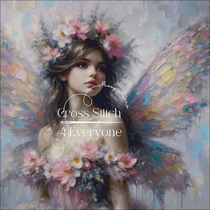 A gorgeous fairy pastel colored wings counted cross stitch pattern digital pdf