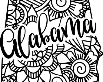 Alabama state shape mandala zentangle counted cross stitch pattern digital pdf