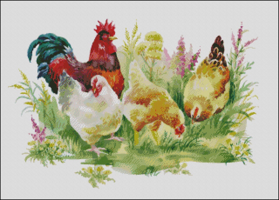 Chicken Art Deco ~ DIY Counted Cross Stitch Pattern