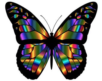Butterfly iridescent vivid bright colors counted cross stitch pattern