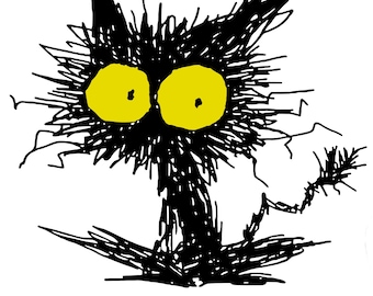 Whimsical black cat stressed out hiss off counted cross stitch pattern digital pdf