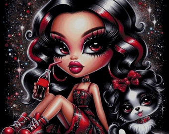 Glamour Girl & Border Collie Cross Stitch Pattern (Digital PDF)