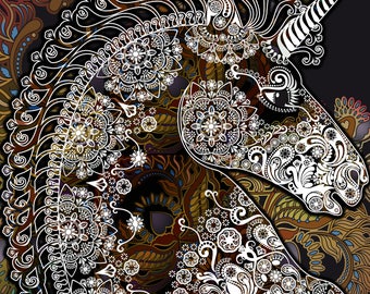 Mandala Unicorn fantasy colorful counted cross stitch pattern