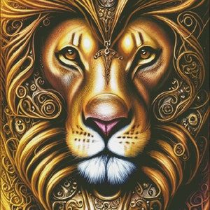 Lion King of Beasts Steampunk Stickvorlage Zählmuster digital pdf