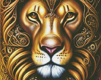 Lion king of beasts steampunk style counted cross stitch pattern digital pdf