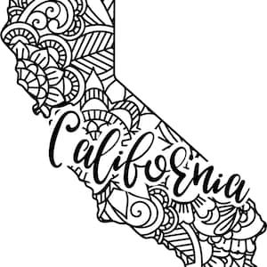 California state shape mandala zentangle counted cross stitch pattern digital pdf