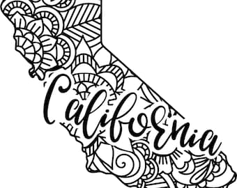 California state shape mandala zentangle counted cross stitch pattern digital pdf