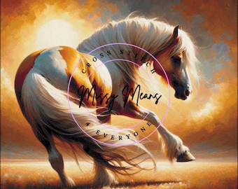 Palomino paint horse stallions pair of Cross Stitch Patterns: (Digital PDF)