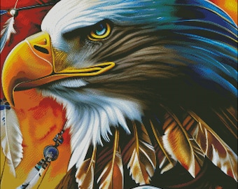 American Bald Eagle counted cross stitch pattern digital pdf