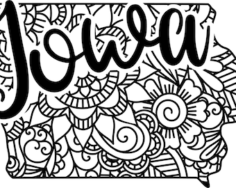Iowa state shape mandala zentangle counted cross stitch pattern digital pdf