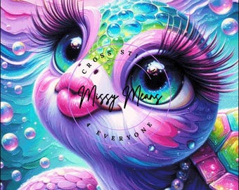 Whimsical Sea Turtle Cross Stitch Pattern: Colorful Underwater Design (Digital PDF)