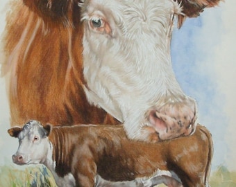 Hereford cow cattle counted cross stitch pattern digital PDF