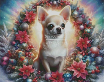 Chihuahua Christmas Scene Cross Stitch Pattern (Digital PDF)