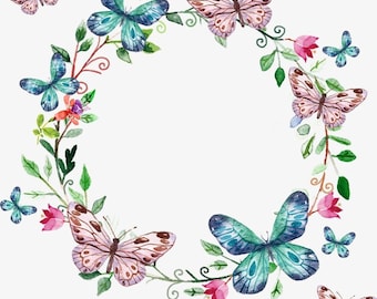 Wreath shaped Butterflies counted cross stitch pattern