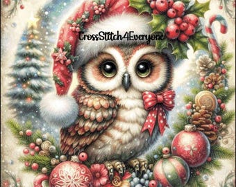 Festive Owl Christmas Cross Stitch Pattern (Digital PDF)