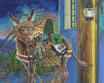 Donkey with pack of gifts counted cross stitch pattern pdf