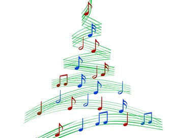 Musical notes christmas tree counted cross stitch pattern