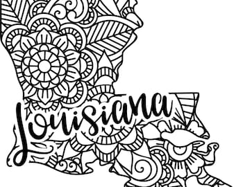 Louisiana state shape mandala zentangle counted cross stitch pattern digital pdf